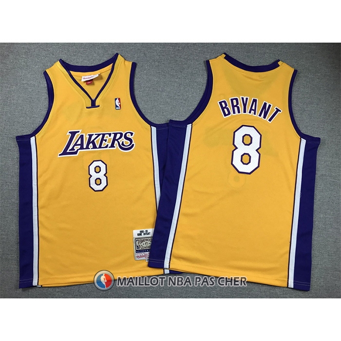 Maillot Enfant Los Angeles Lakers Kobe Bryant NO 8 Mitchell & Ness 1999-00 Jaune